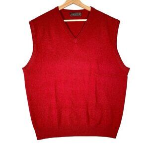 Patrick James Reserve 100% Cashmere Sweater Vest Men's XL Holiday Christmas Red